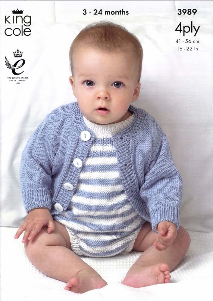 Cardigans and Romper Suits in King Cole Bamboo Cotton 4 Ply - 3989 - Leaflet